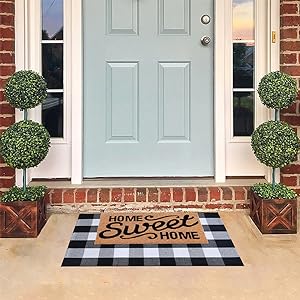 buffalo plaid rug+welcome mat set